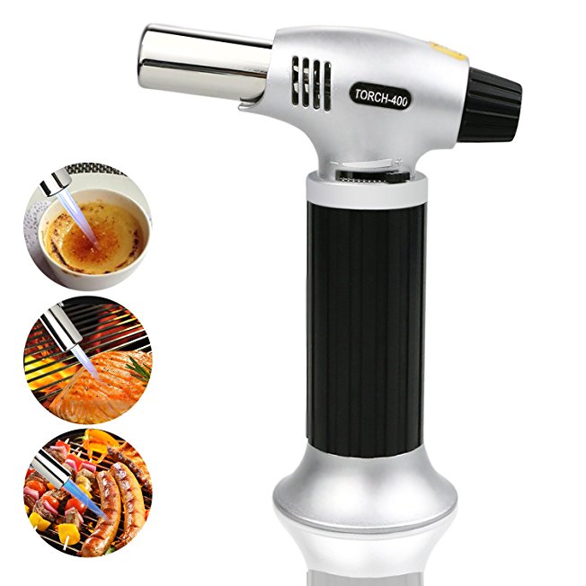 TedGem Culinary Torch, Professional Blow Torch Lighter Chef Cooking Torch Food Torch Butane Torch Refillable Adjustable Flame Lighter for Creme Brulee, DIY, BBQ & Baking Butane Gas Not Included