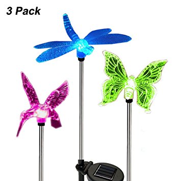 Solar Lights Outdoor Decorative,Garden Solar Lights ,Landscape Light-Solar Powered Garden Stake Light, Multi-color Changing LED Pathway Light with a White LED Light Stake (Stainless Steel Tube)
