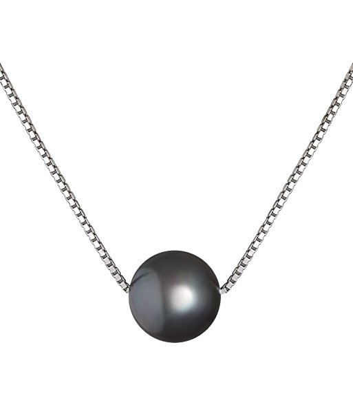 PearlsOnly Madison Black 8-9mm AA Cultured Freshwater Pearl Pendant with Sterling Silver Chain