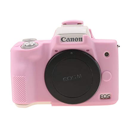 TUYUNG Camera Body Housing Case, Silicone Camera Case Protective Cover for Canon EOS M50 Digital Camera - Pink