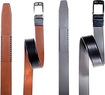 Mark Fred Reversible Ratchet Belt - Mens Leather Dress Belt - Patented Design