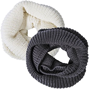 Oryer 2 Pack Womens Winter Warm Thick Knit Infinity Scarf Circle Loop Cowl Scarf