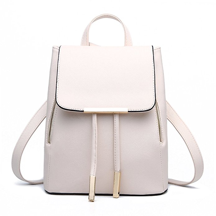 SILI Women PU Soft Leather Backpack Girls Candy Color Schoolbag Leisure Travel Bag Shoulder Bag