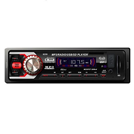 ieGeek 8258 In Car 12V Single DIN Stereo Radio Vehicle Bluetooth FM MP3 Audio AUX/SD/USB/MP3 Player with Remote Control,Support 5V USB Charging & Hands-free Call, Fit for Fiat Punto/Audi/VW/Renault and More