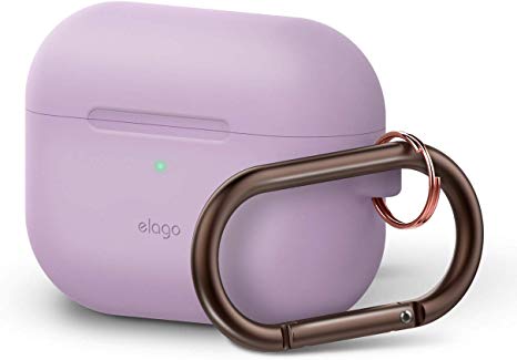 elago AirPods Pro Case Silicone Cover with Keychain Designed for Apple AirPods Pro Case - 360° Full body Protection, LED visible, Premium Silicone Case for AirPods Pro (Lavender)