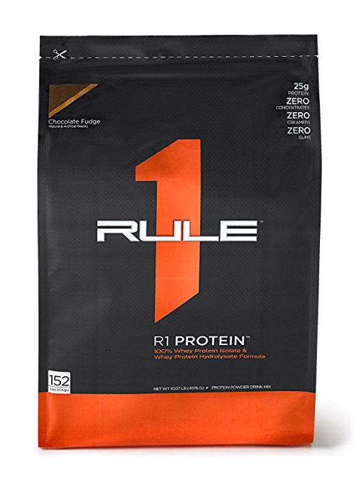 R1 Protein Whey Isolate/Hydrolysate, Rule 1 Proteins (152 Servings, Chocolate Fudge)