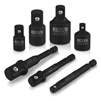 Neiko 00298A Impact Extension and Socket Adapter, 7 Piece Set | 1/4-Inch Hex Shank Drill Extension | CR-V Steel