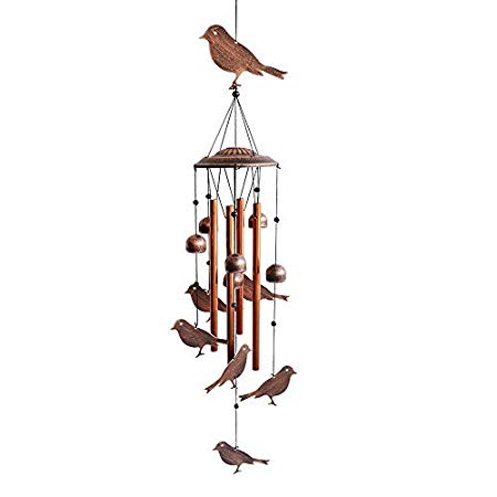 BlessedLand Bird Wind Chimes-4 Hollow Aluminum Tubes -Wind Bells and Birds-Wind Chime with S Hook for Indoor and Outdoor