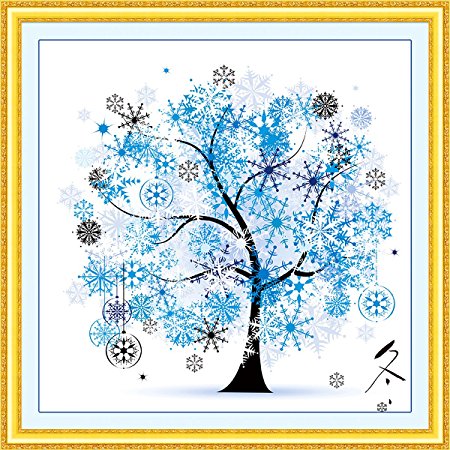 Sinbury® DIY Counted Cross Stitch Kits Embroidery Kit Winter Season Home Decor Colorful Tree