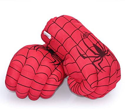 Aenmil Spiderman Hands, Soft Plush Kids Boxing Gloves Super Hero Spiderman Fists Cosplay Costume Toy Fists for Birthday Christmas