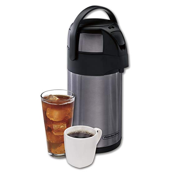 Proctor-Silex 40410 Thermal Airpot Hot Coffee/Cold Beverage Dispenser, Vacuum Insulated, 2.5 Liter, Stainless Steel