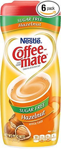 Coffee-mate Hazelnut, Sugar-Free Powdered Coffee Creamer, 10.2-Ounce Packages (Pack of 6)
