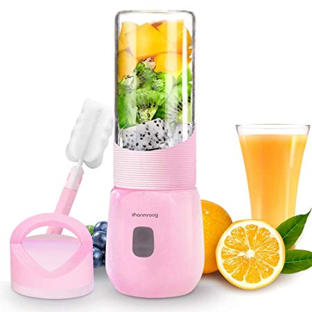 【2019 Newest】Portable Blender,Multi-functional Small Blender,15000RPM Electric mixer for Shakes and Smoothies,Fruit,Baby food, USB Rechargeable Blender,Stronger and Faster with Stainless Steel 6-Blades(FDA BPA free)-Pink