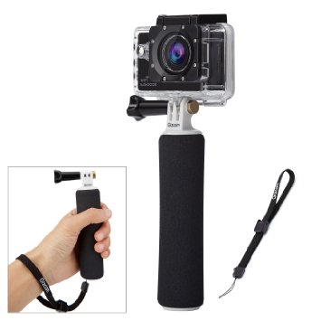 Floating Hand Grip Handle for Sports Cameras GoPro Hero 4, Hero 3 , 3, 2, 1, SJCAM SJ4000 SJ5000, Xiaoyi Yi and Other Action Cameras with Waterproof Carbon Fiber, Adjustable Wrist Strap included