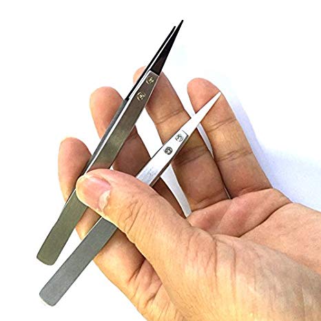 E-xy 2 Pieces Precision Ceramic Tweezers - Non-Conductive and Heat Resistant to High Temperatures for Pinching Coils While Firing