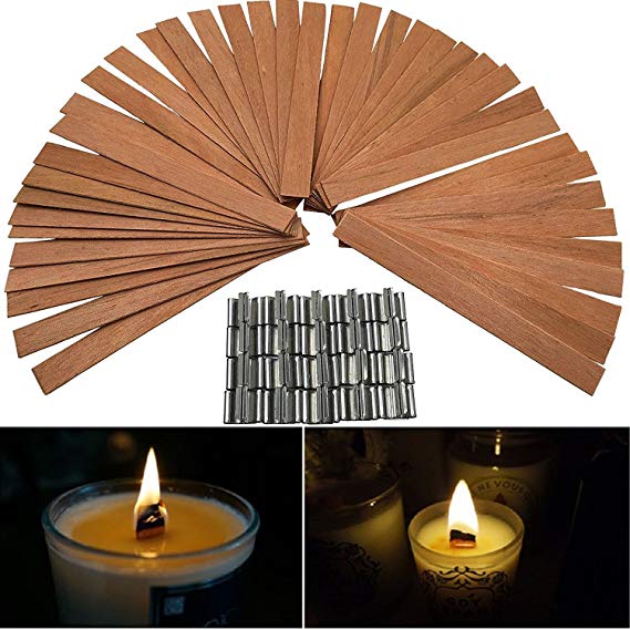 Valys 50 Piece 5" Wood Candle Wicks for Candle DIY Making, with metal anchors