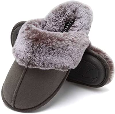 CIOR Fantiny Women’s Memory Foam Slippers Faux Fur Lining Slip-on Clog Scuff House Shoes Indoor & Outdoor