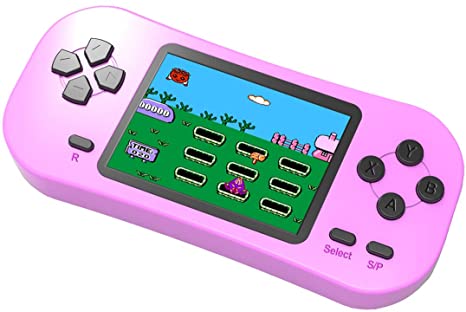 Douddy Kids Retro Handheld Game Console Built in 218 Old School Video Games 2.5'' Display USB Rechargeable 3.5 MM Headphone Jack Arcade Entertain System Children Birthday (Pink)