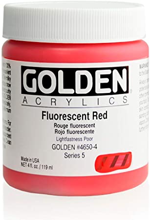 4 Oz Heavy Body Fluorescent Acrylic Color Paints Color: Red