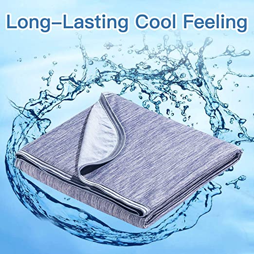 Marchpower Cooling Blanket, Latest Cool-to-Touch Technology, Lightweight Cool Blanket for Sleeping Night Sweats, Breathable Summer Cool Blanket for Couch Sofa Bed (Blue, Full, 78" X 86")