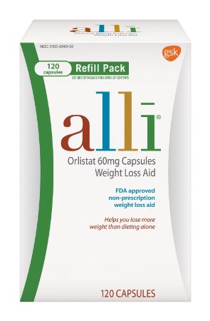 alli Weight Loss Aid Orlistat 60mg Capsules120ct Refill Pack
