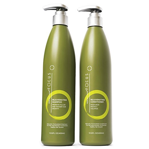Perfect Hair Natural Shampoo and Conditioner - Infused with Jojoba, Coconut and Argan Oil to Promote Hair Growth – Sulfate and Paraben Free - Includes Pump (13.5 oz Combo) (1 Pack)