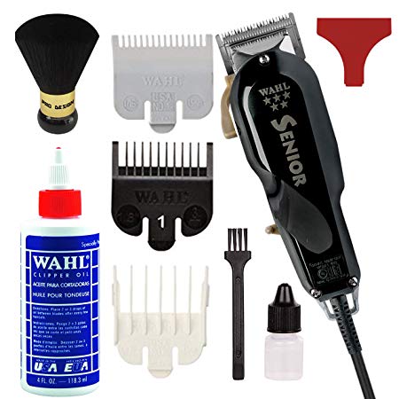 Wahl Professional 5-Star Series Senior Clipper #8545 – Great for Professional Stylists and Barbers – V9000 Electromagnetic Motor – Onyx -Aluminum metal bottom housing with Bonus Oil and Neck Duster