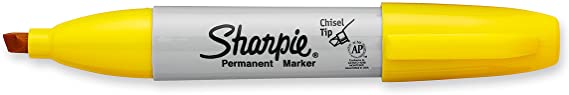 Sharpie Permanent Markers, Broad, Chisel Tip, Single, Yellow (1927297)