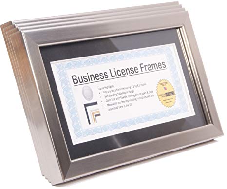 Creative Picture Frames CreativePF [4-6x11ss-b] Stainless Steel Business License Certificate Frames for Professionals 3.5 by 8.5 inch Self