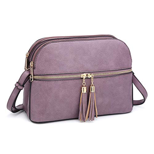 Dasein Women Tassel Zipper Pocket Crossbody Bag Shoulder Purse Fashion Travel Bag with Multi Pockets