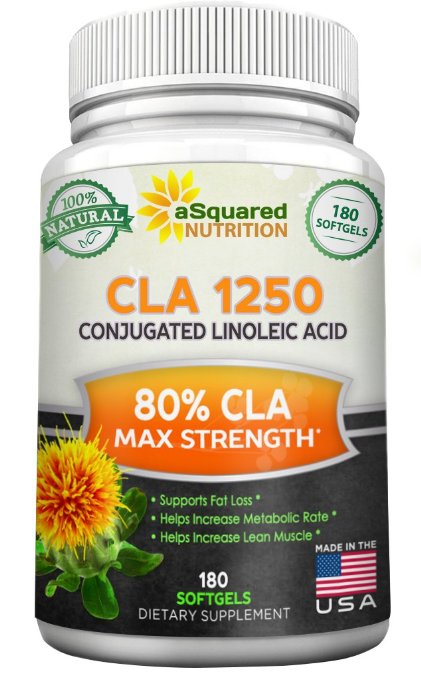 Pure CLA Safflower Oil Supplement - 180 Softgel Capsules, Conjugated Linoleic Acid Weight Loss Diet Pills, Natural CLA 1250mg Plant Derived Seed Complex for Men & Women, Fat Burner, Non Stimulant