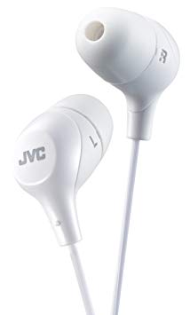 JVC Marshmallow In-Ear Headphones Tangle Free Earphones with Memory Foam Earbuds - White