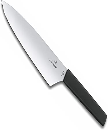 Victorinox 6.9013.20B Swiss Modern Carving Knife for Carving Meat, Slicing and Dicing Meats, Vegetables or Fruits Straight Blade in Black, 7.9 inches