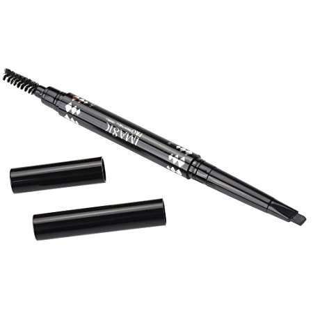 CCbeauty Waterproof Eyebrow Pencil with Brush Twin Head Rotating Pencil,#1 Black