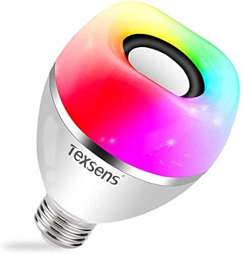 LED Bluetooth Speaker Light Bulb, Texsens Multi-Connected Music Bulbs, 8W E26 RGB   Cool White   Warm White Color Changing Lamp with APP Control - Play Music Synchronously(1 Pack)