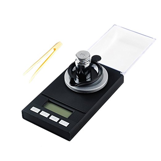 MakerHawk Digital Milligram Scale 50 X 0.001g Reloading Jewelry Scale Digital Weight with Calibration Weights Tweezers and Weighing Pans