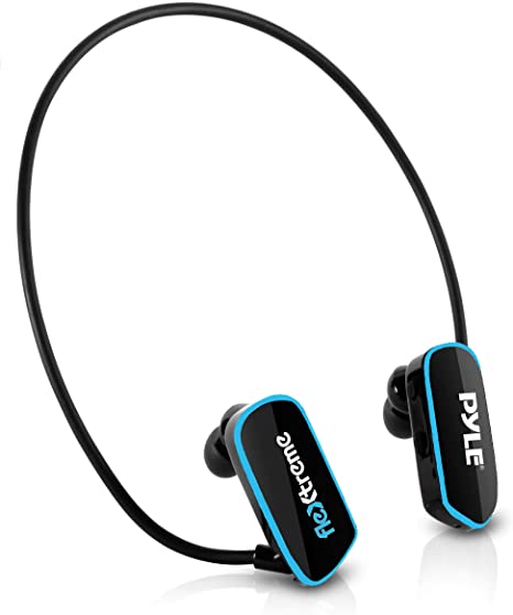 Waterproof MP3 Player Swim Headphone - Submersible IPX8 Flexible Wrap-Around Style Headphones Built-in Rechargeable Battery USB Connection w/ 4GB Flash Memory & Replacement Earbuds - Pyle PSWP6BK.5