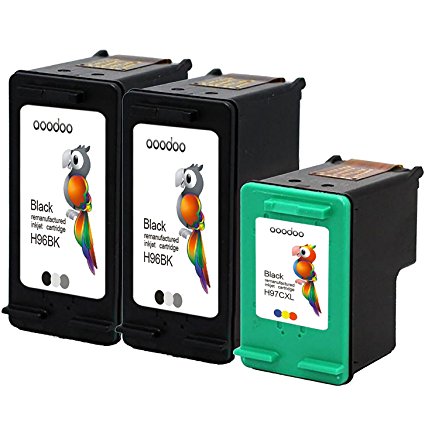 AOODOO Remanufactured Ink Cartridge Replacement for HP 96 97 2 Black 1 Tri Color 3 Pack Compatible with Deskjet 5740 5743 5745 5748 5940 6540 6548 6620 6830 Photosmart 2610 Printer