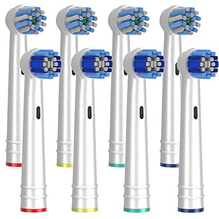 Replacement Toothbrush Heads Compatible with Oral B, Pack of 8 Electric Replacement Heads for Oral B Toothbrush - 4 Cross Action, 4 Precision Clean Brush Heads