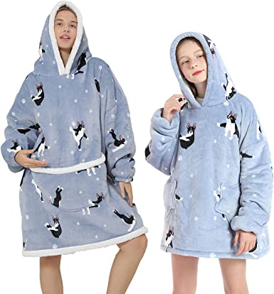 Übergroße Hoodie Sweatshirt Decke Super Weiche Warme komfortable Sherpa Riesen Hoodie Gemütliche Geeignet Kuschel Kapuzenpullover für Erwachsene Herren Damen Jugendliche