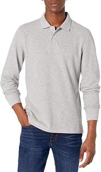 Amazon Essentials Mens Slim-Fit Long-Sleeve Pique Polo