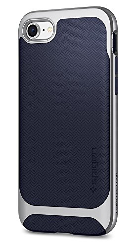 Spigen Neo Hybrid Herringbone iPhone 8 Case / iPhone 7 Case with Flexible Inner Protection and Reinforced Hard Bumper Frame for Apple iPhone 8 (2017) / iPhone 7 (2016) - Satin Silver