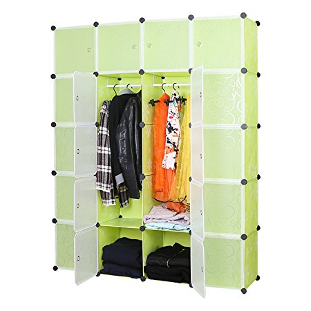 UNICOO - Multi Use DIY 20 Cube Organizer, Bookcase, Storage Cabinet, Wardrobe Closet - (Deeper Cube, Green)
