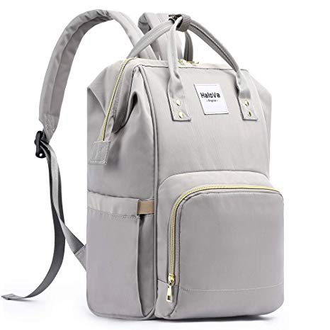 HaloVa Diaper Bag, Large Capacity Mommy Daddy Baby Travel Backpack, Light Grey