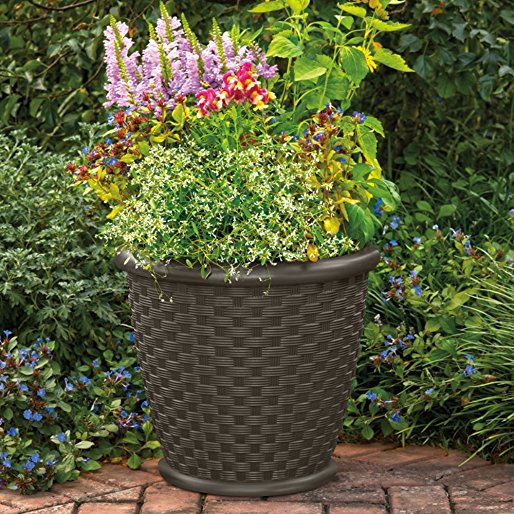 Suncast 22" Sonora Resin Planter, Java, 2 Pack