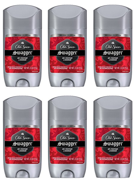 Old Spice Red Zone Collection Invisible Solid Swagger Scent Men's Antiperspirant & Deodorant, 2.6 Oz (Pack of 6)