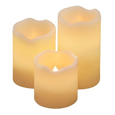 LED Candle Set (3 Pack) Flameless Pillar Lights with Timer - 3x3, 3x4 and 3x5