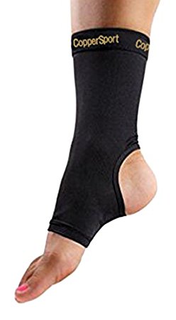 CopperSport Copper Compression Ankle Sleeve Support - Suitable for Athletics, Tennis, Golf, Basketball, Sports, Weightlifting, Joint Pain Relief, Injury Recovery (Single Sleeve)