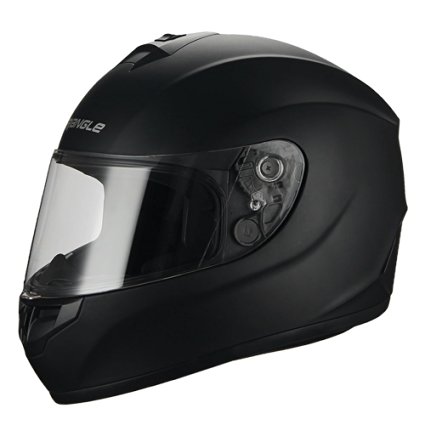 Full Face Black Street Bike Motorcycle Helmet by Triangle [DOT] (Medium, Matte Black)