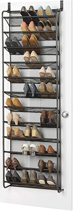 Whitmor 36 Pair Over-The-Door Rack-Gunmetal Gray Shoe Organizer